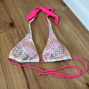 Victoria secret pink and white sequin swim top